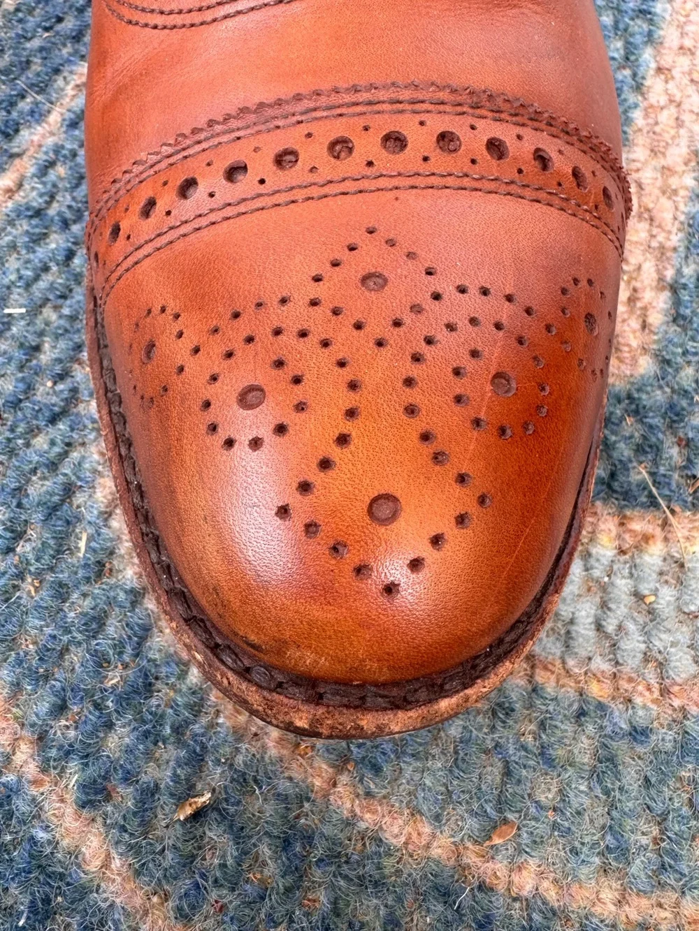 Allen Edmonds Men's Shoes Strand Brown Leather Brogue Oxford Dress size 9.5